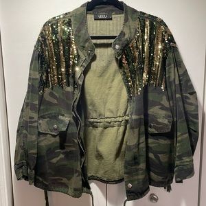 AKIRA Camouflage Jacket w/ Sequin Detail